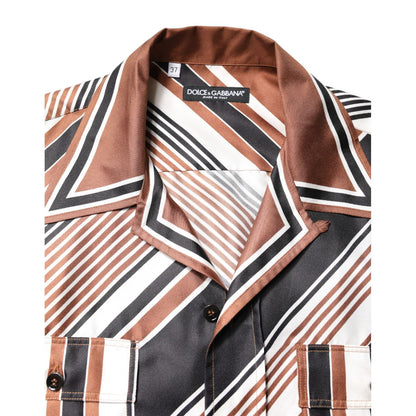 Dolce & Gabbana Multicolor Striped Silk Short Sleeves Shirt Dolce & Gabbana