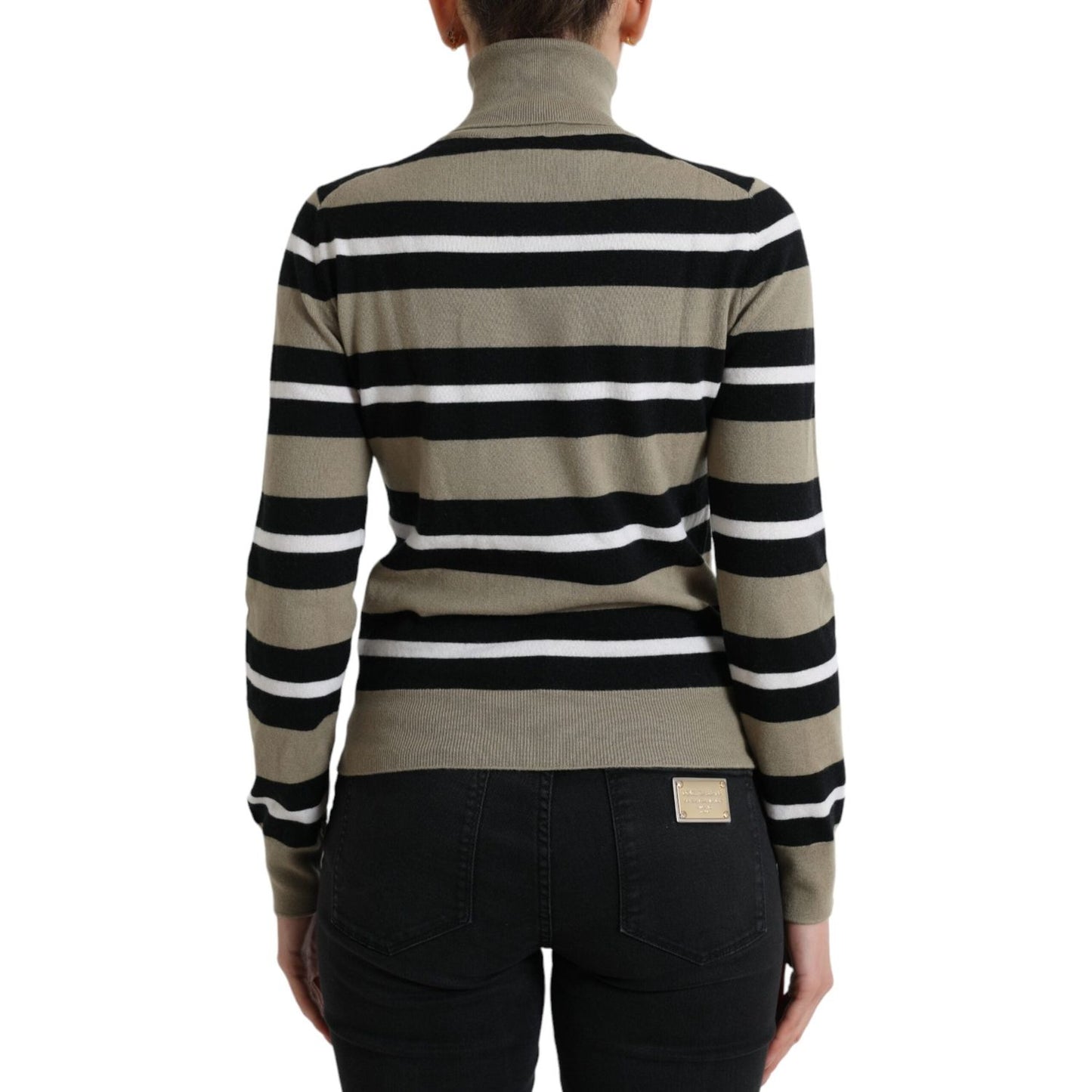 Dolce & Gabbana Multicolor Stripes Logo Turtle Neck Pullover Sweater 1728,67345645728,Clothing,Dolce & Gabbana,IT40|S,Material: 100% Virgin Wool,Multicolor,New with tags,Sweaters - Clothing,Sweaters - Women - Clothing,Turtlenecks - Sweaters - Clothing,Wom