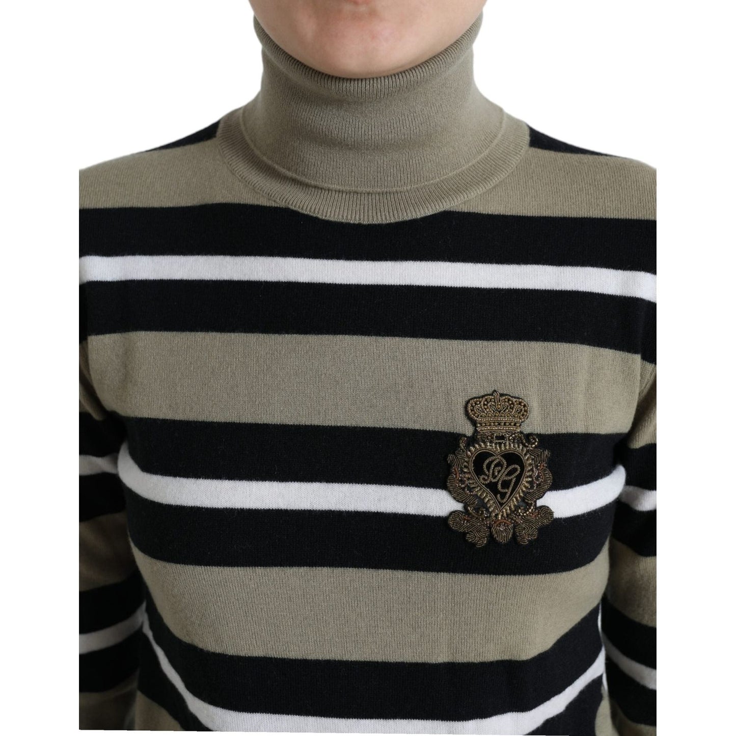 Dolce & Gabbana Multicolor Stripes Logo Turtle Neck Pullover Sweater 1728,67345645728,Clothing,Dolce & Gabbana,IT40|S,Material: 100% Virgin Wool,Multicolor,New with tags,Sweaters - Clothing,Sweaters - Women - Clothing,Turtlenecks - Sweaters - Clothing,Wom