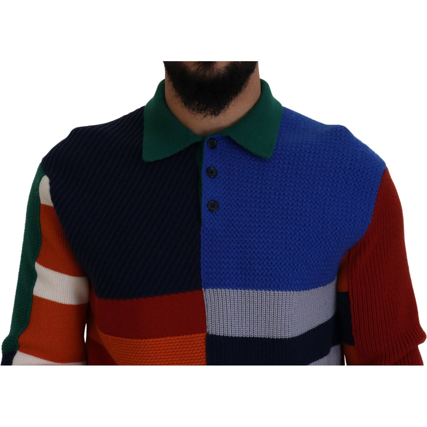 Dolce & Gabbana Multicolor Stripes Wool Pullover Sweater 1728,67345645728,Clothing,Dolce & Gabbana,IT48 | M,Material: 100% Virgin Wool,Men,Men - Clothing,Multicolor,New with tags,Sweaters - Clothing,Sweaters - Men - Clothing,Sweatshirts - Sweaters - Cloth