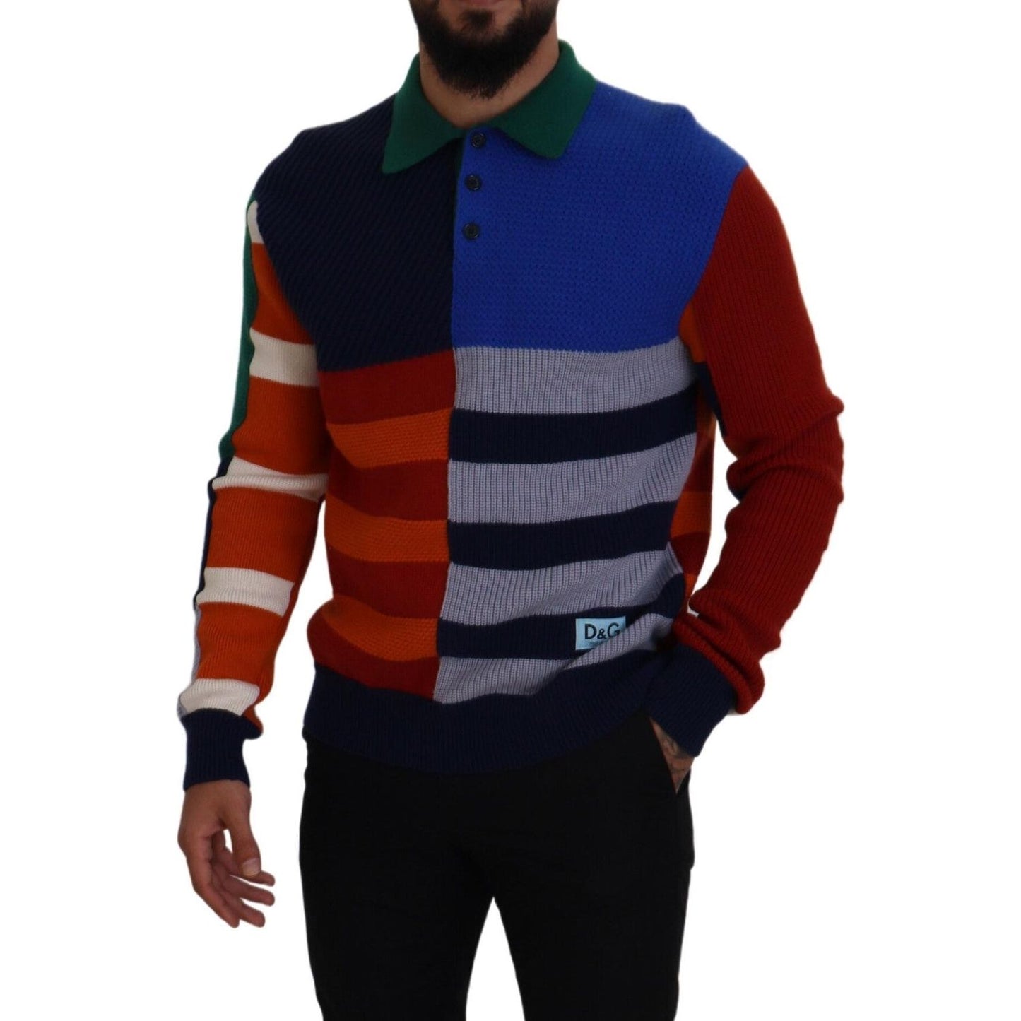 Dolce & Gabbana Multicolor Stripes Wool Pullover Sweater 1728,67345645728,Clothing,Dolce & Gabbana,IT48 | M,Material: 100% Virgin Wool,Men,Men - Clothing,Multicolor,New with tags,Sweaters - Clothing,Sweaters - Men - Clothing,Sweatshirts - Sweaters - Cloth