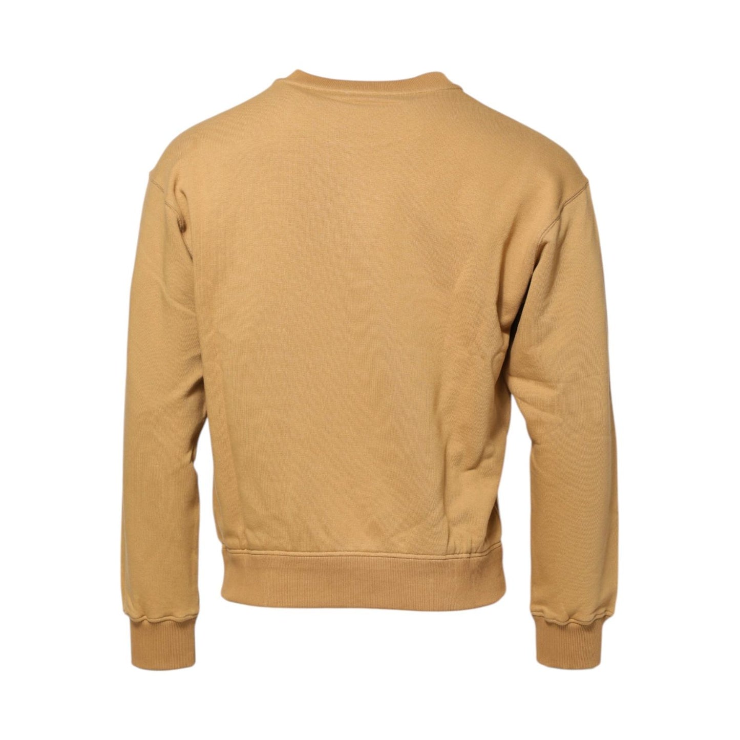 Dolce & Gabbana Mustard Cotton DG Embossed Pullover Sweater Dolce & Gabbana