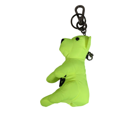 Dolce & Gabbana Neon Green Bear Embroidered Logo Men Keychain Clasp Keyring