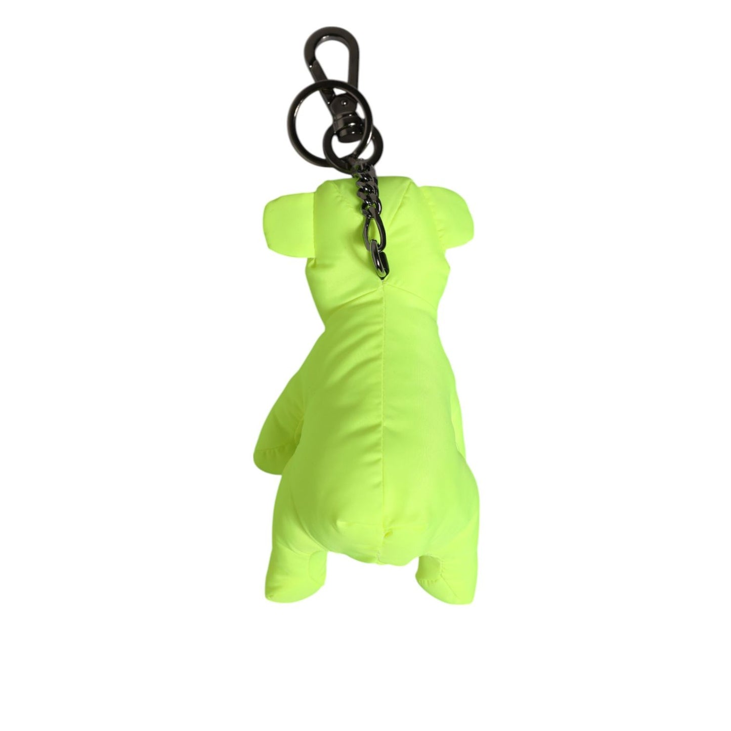 Dolce & Gabbana Neon Green Bear Embroidered Logo Men Keychain Clasp Keyring