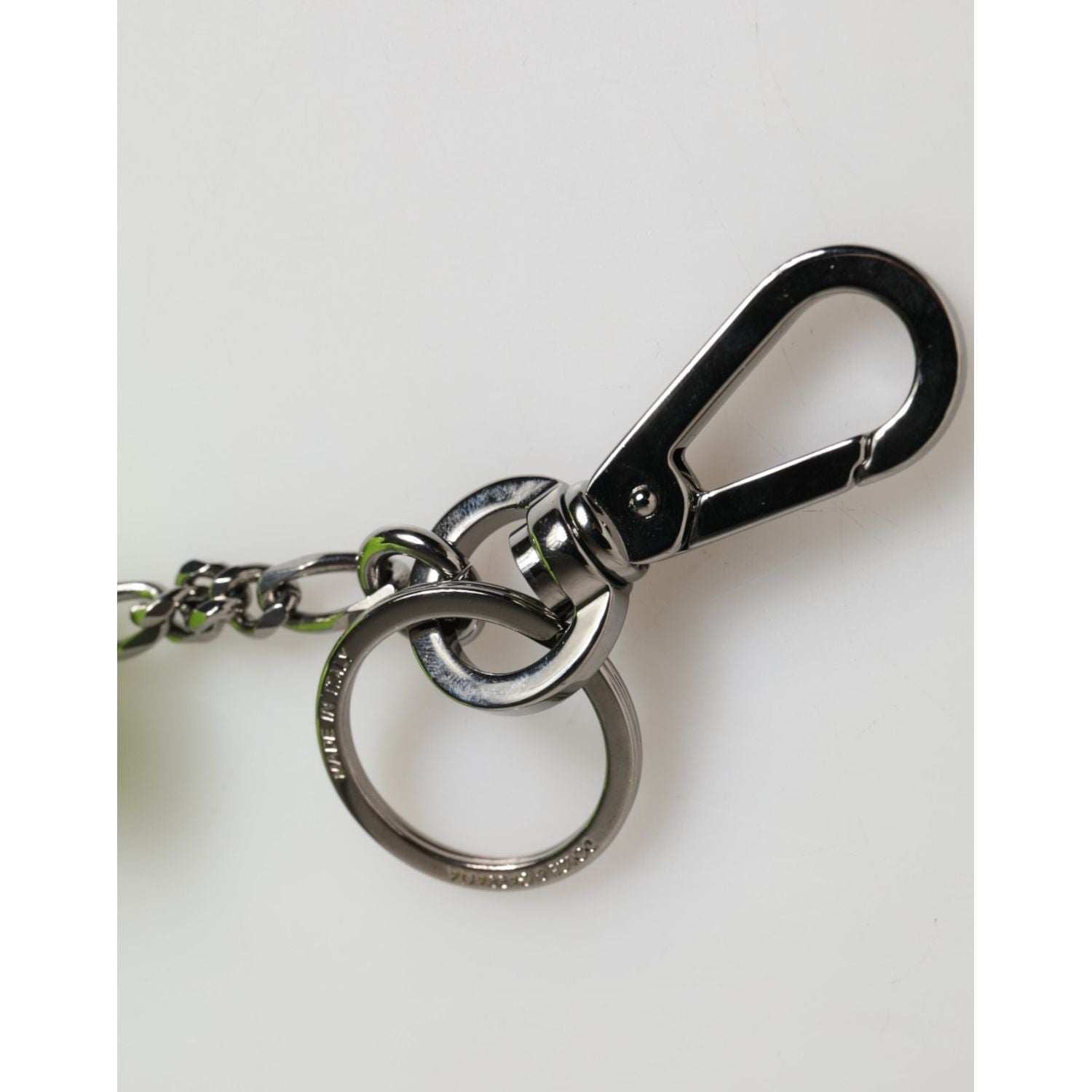 Dolce & Gabbana Neon Green Bear Embroidered Logo Men Keychain Clasp  Keyring
