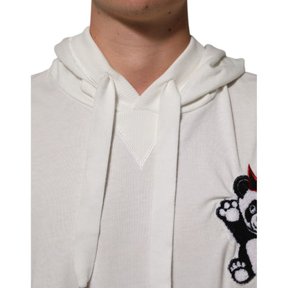 Dolce & Gabbana Off White Cotton Panda Hooded Sweatshirt Sweater