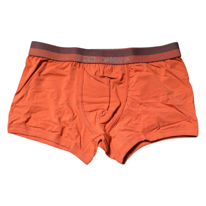 Dolce & Gabbana Orange Cotton Regular Boxer Brief Underwear Dolce & Gabbana