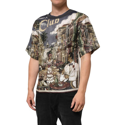 Dolce & Gabbana Palermo Jazz Club Linen Crew Neck Men T-shirt