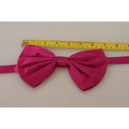 Dolce & Gabbana Pink 100% Silk Adjustable Neck Bow Tie Men