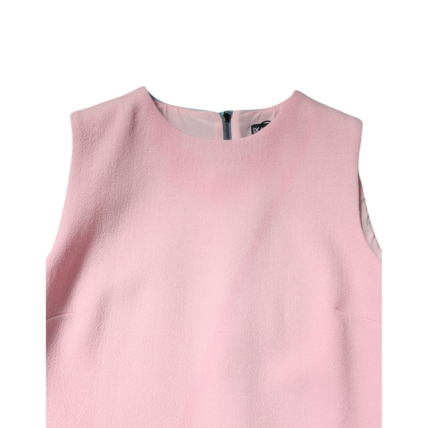 Dolce & Gabbana Pink Blue Wool Sleeveless Shift Mini Dress Dolce & Gabbana