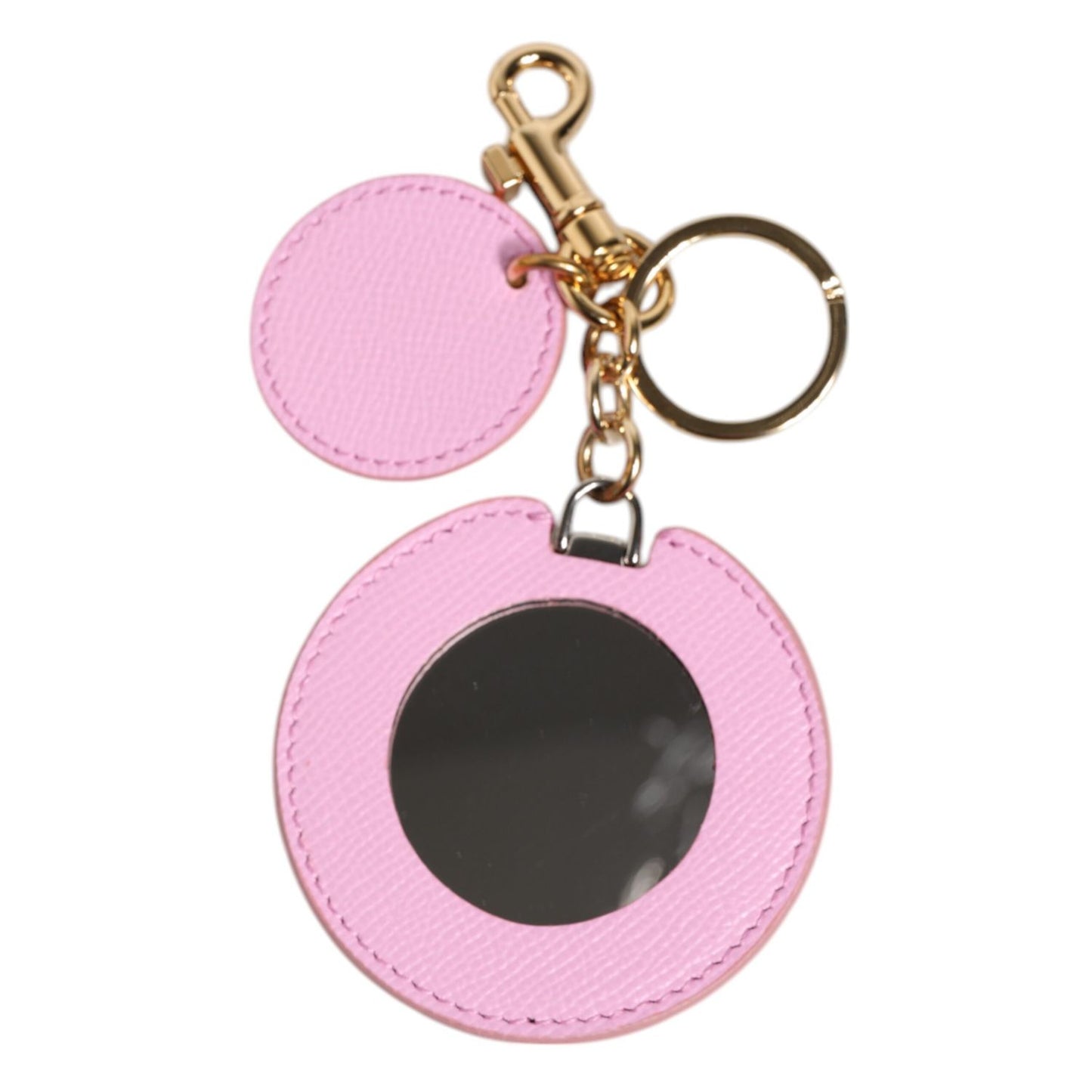 Dolce & Gabbana Pink Calf Leather Gold Metal Logo Print Keyring Keychain Dolce & Gabbana