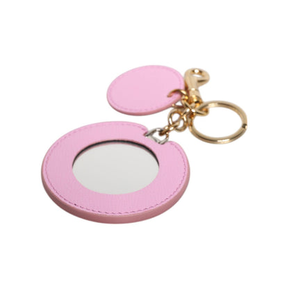 Dolce & Gabbana Pink Calf Leather Gold Metal Logo Print Keyring Keychain Dolce & Gabbana