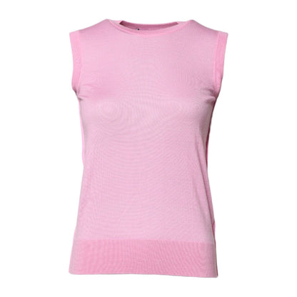 Dolce & Gabbana Pink Cashmere Round Neck Sleeveless Tank Top Dolce & Gabbana