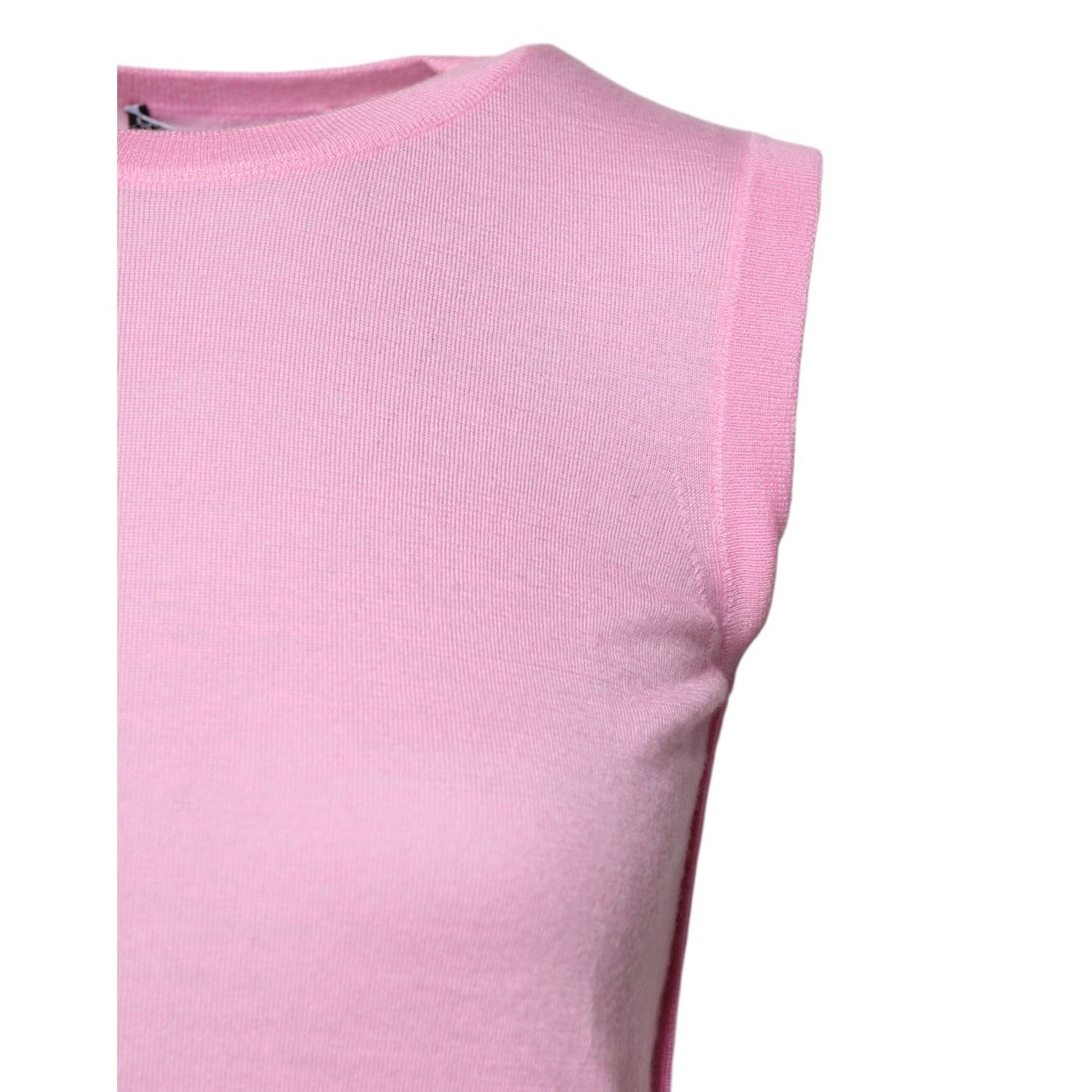 Dolce & Gabbana Pink Cashmere Round Neck Sleeveless Tank Top Dolce & Gabbana