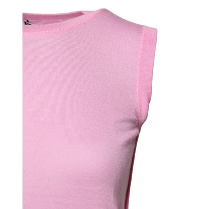 Dolce & Gabbana Pink Cashmere Round Neck Sleeveless Tank Top Dolce & Gabbana