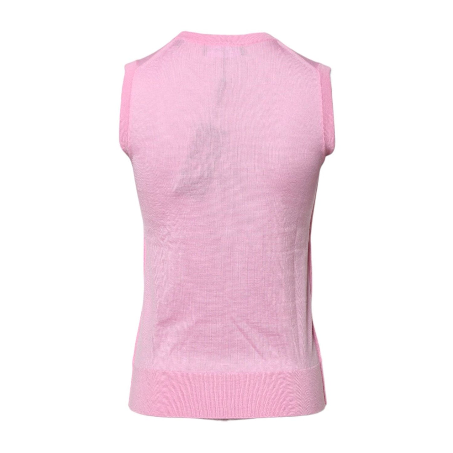 Dolce & Gabbana Pink Cashmere Round Neck Sleeveless Tank Top Dolce & Gabbana
