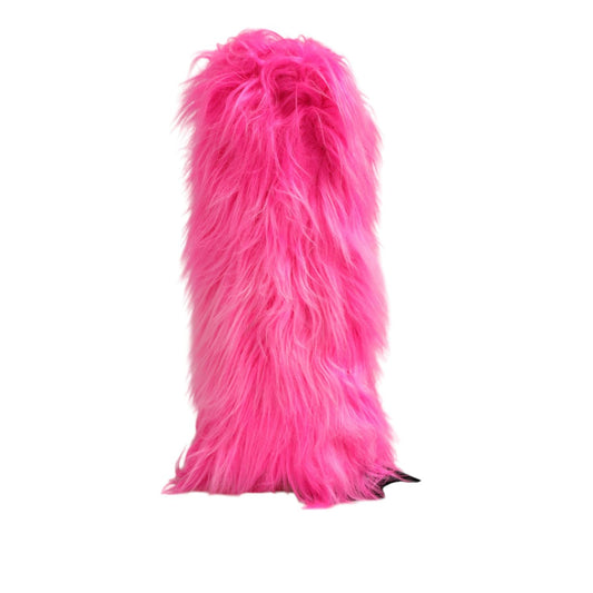 Dolce & Gabbana Pink Faux Fur Leather High Heels Boots Shoes Dolce & Gabbana