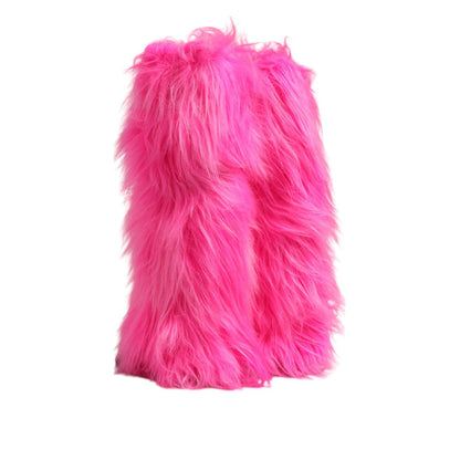 Dolce & Gabbana Pink Faux Fur Leather High Heels Boots Shoes Dolce & Gabbana