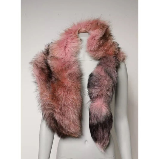 Dolce & Gabbana Pink Frost Fox Fur Neck Warmer Winter Scarf Dolce & Gabbana