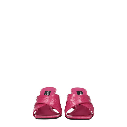 Dolce & Gabbana Pink Leather Platform Sandals