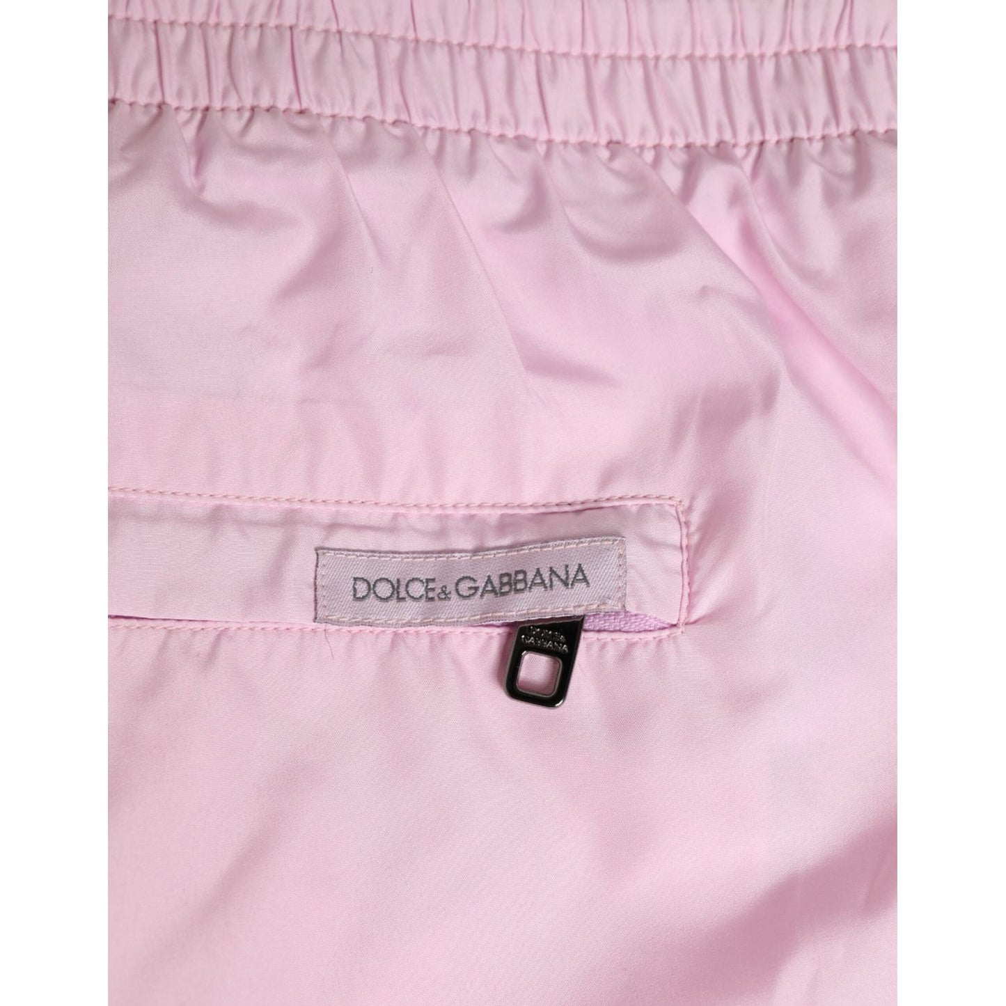 Dolce & Gabbana Pink Nylon Logo Side Stripe Beachwear Men Swimwear
