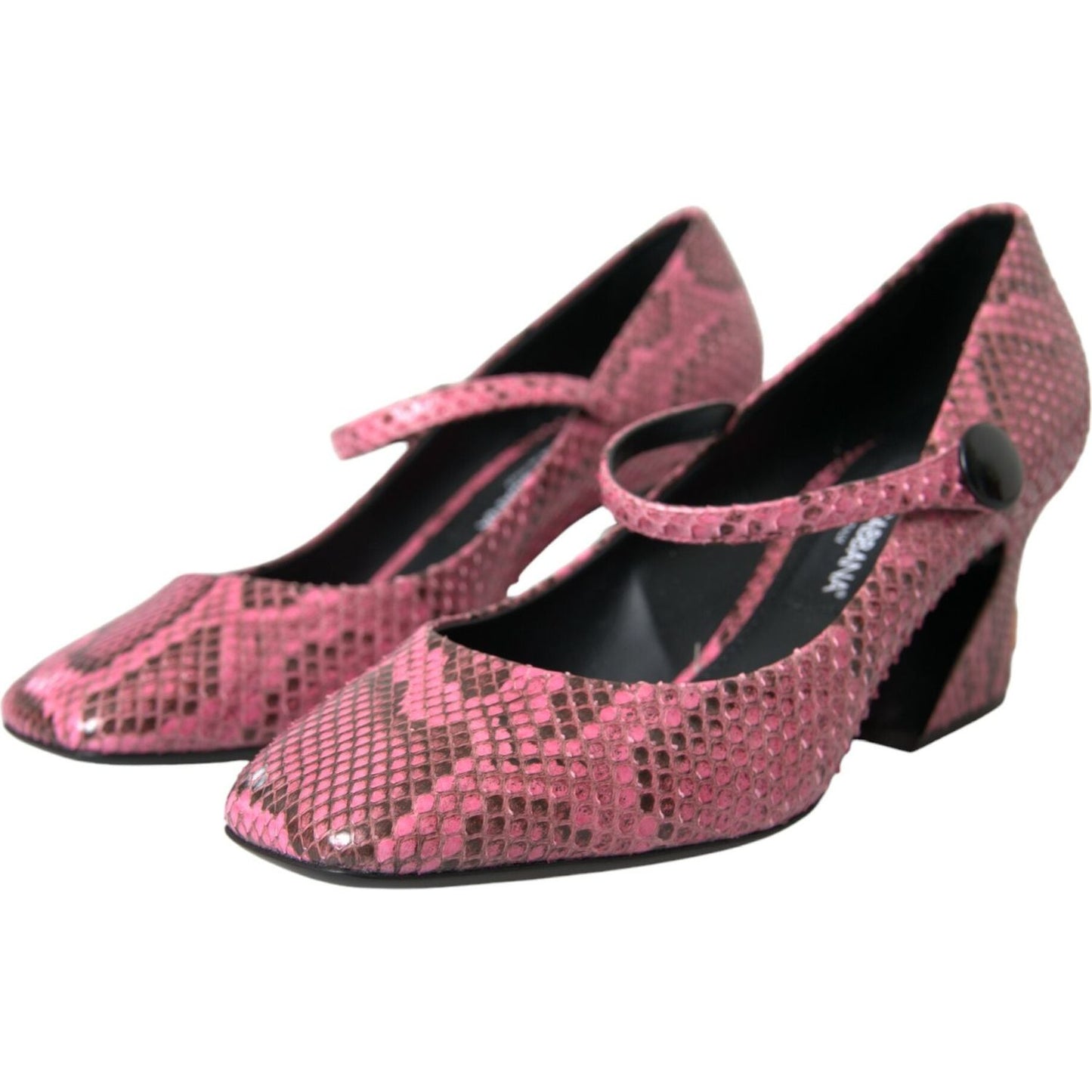 Dolce & Gabbana Pink Python Leather Mary Jane Heels Shoes 1728,67345645728,Dolce & Gabbana,EU39/US8.5,Material: 100% Python skin leather,Mid Heel - Pumps - Shoes,New with tags,Pink,Pumps - Shoes,Pumps - Women - Shoes,Shoes,Women