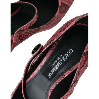 Dolce & Gabbana Pink Python Leather Mary Jane Heels Shoes 1728,67345645728,Dolce & Gabbana,EU39/US8.5,Material: 100% Python skin leather,Mid Heel - Pumps - Shoes,New with tags,Pink,Pumps - Shoes,Pumps - Women - Shoes,Shoes,Women