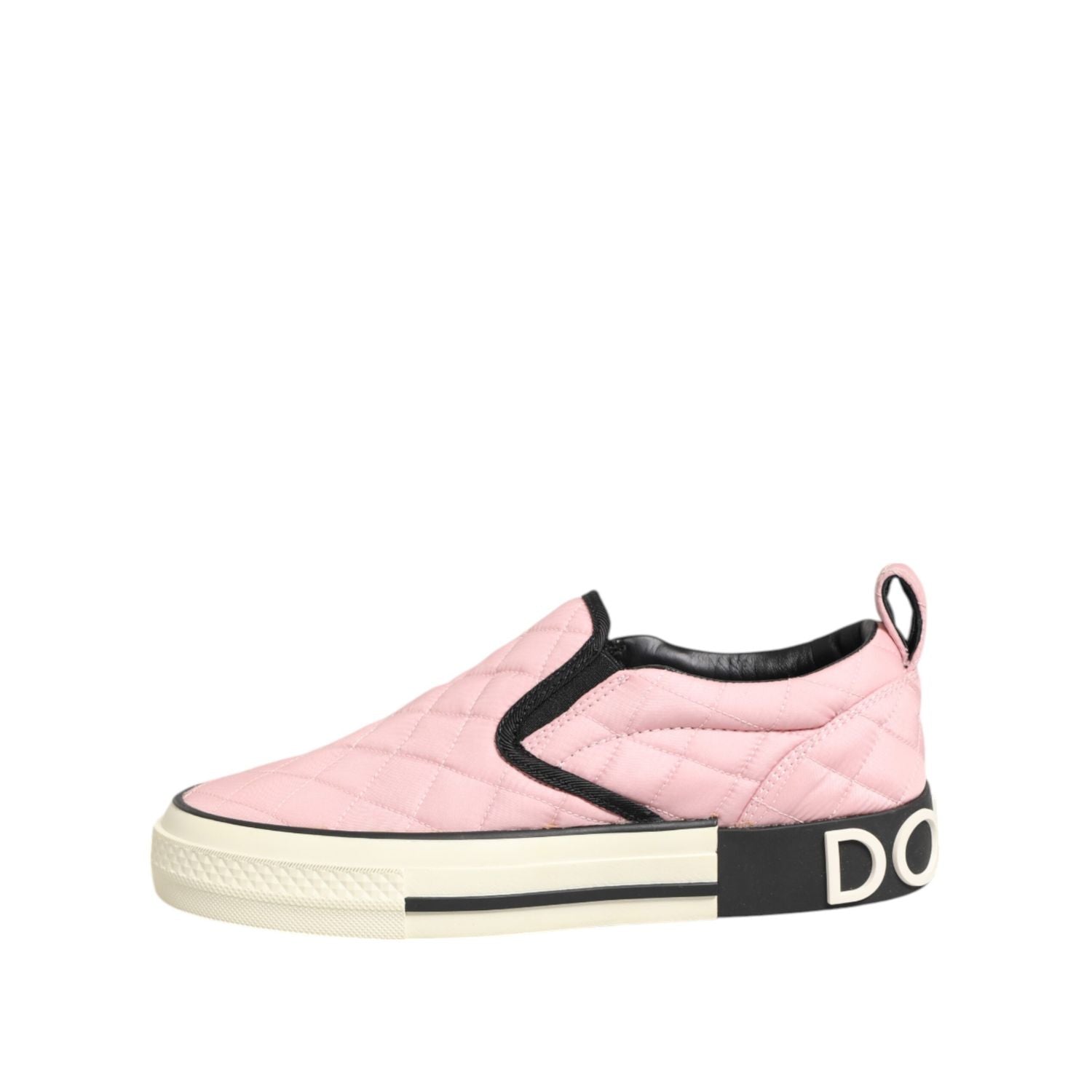 Dolce & Gabbana Pink Quilted Nylon Slip-On Sneaker Shoes