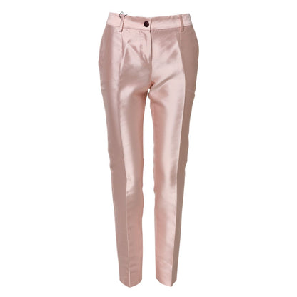 Dolce & Gabbana Pink Satin High Waist Tapered Pants Dolce & Gabbana