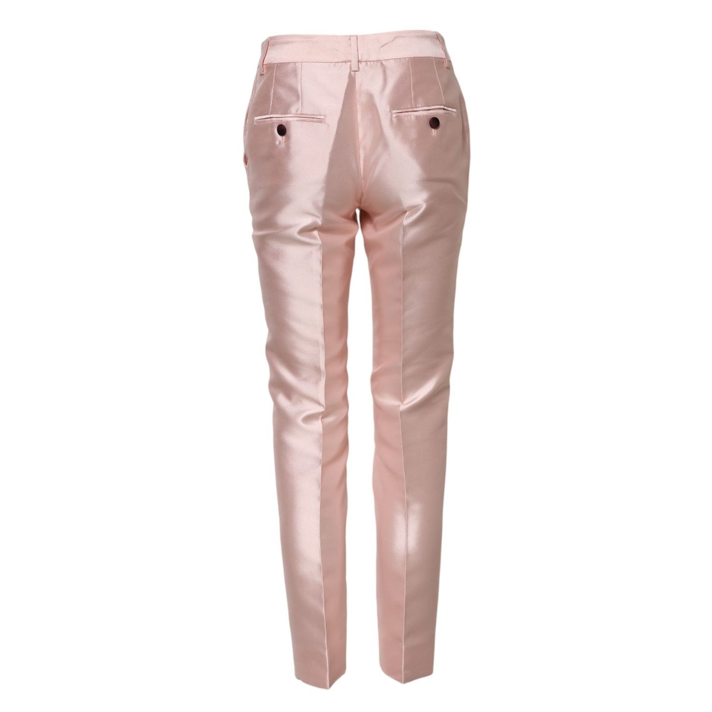 Dolce & Gabbana Pink Satin High Waist Tapered Pants Dolce & Gabbana