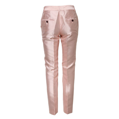 Dolce & Gabbana Pink Satin High Waist Tapered Pants Dolce & Gabbana
