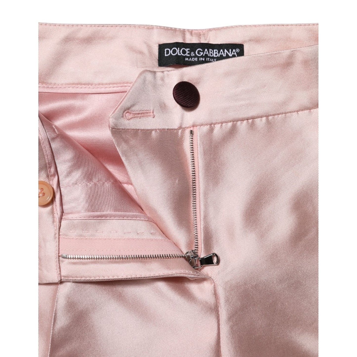 Dolce & Gabbana Pink Satin High Waist Tapered Pants Dolce & Gabbana