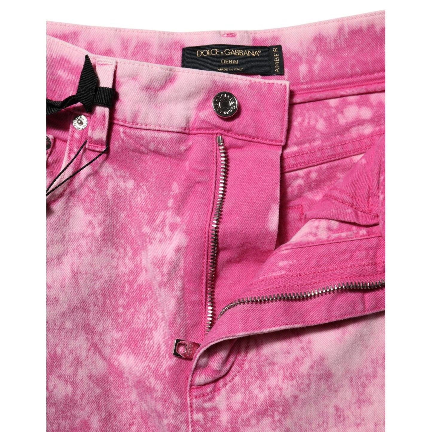 Dolce & Gabbana Pink Tie Dye High Waist Tapered Denim Jeans Dolce & Gabbana
