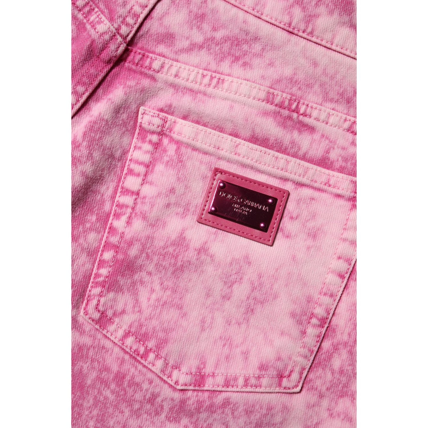 Dolce & Gabbana Pink Tie Dye High Waist Tapered Denim Jeans Dolce & Gabbana