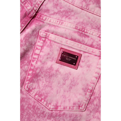 Dolce & Gabbana Pink Tie Dye High Waist Tapered Denim Jeans Dolce & Gabbana