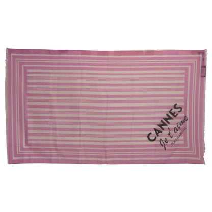 Dolce & Gabbana Pink White Striped Cotton Wrap Shawl Scarf Dolce & Gabbana