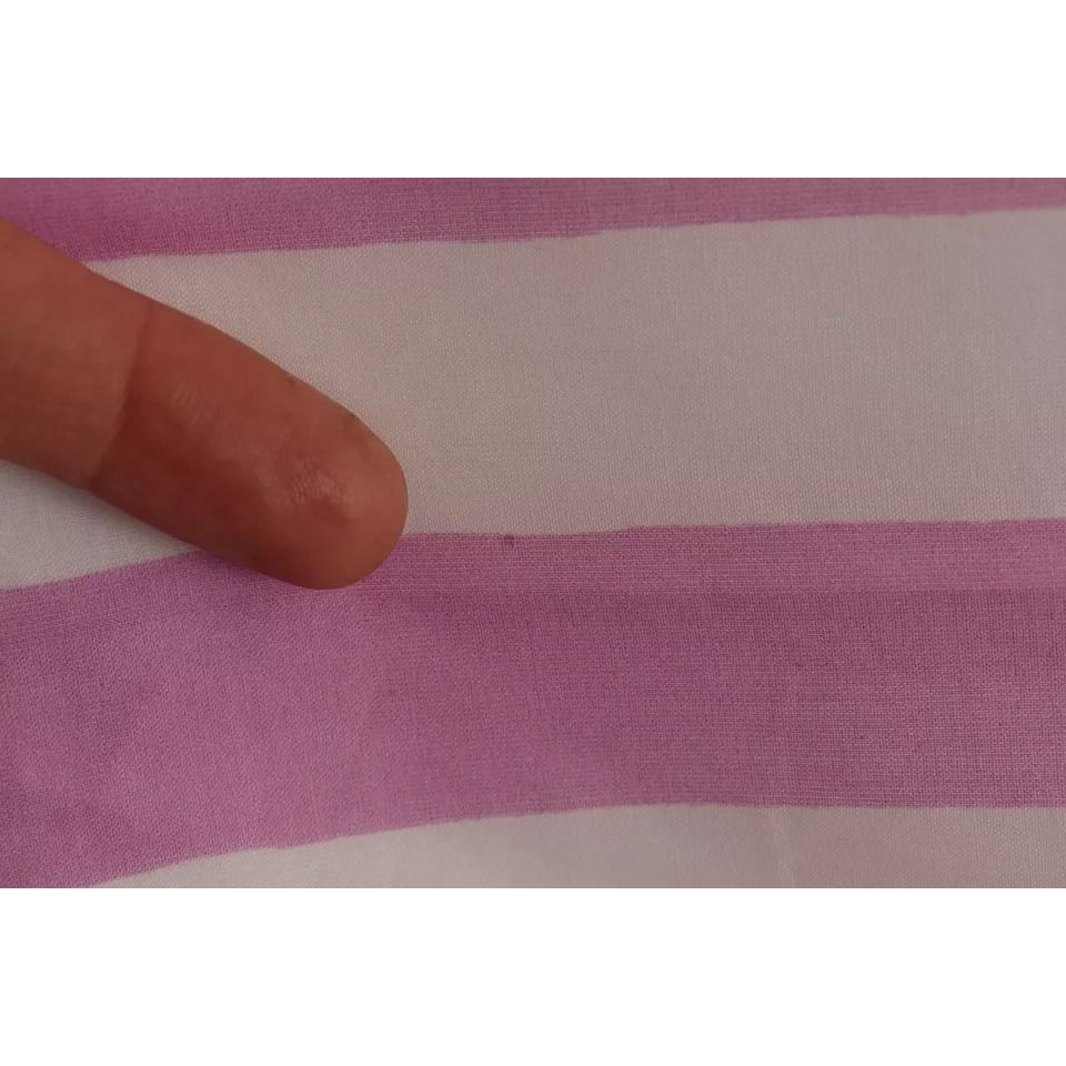 Dolce & Gabbana Pink White Striped Cotton Wrap Shawl Scarf Dolce & Gabbana