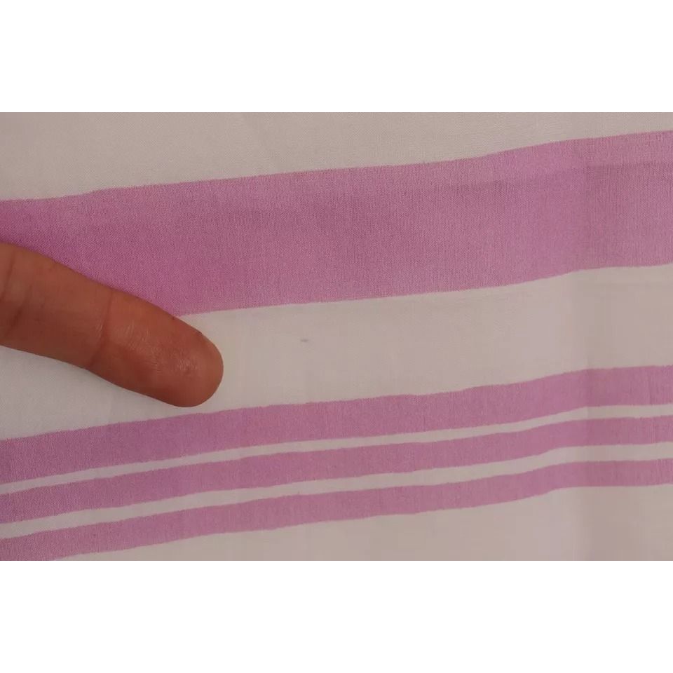 Dolce & Gabbana Pink White Striped Cotton Wrap Shawl Scarf Dolce & Gabbana