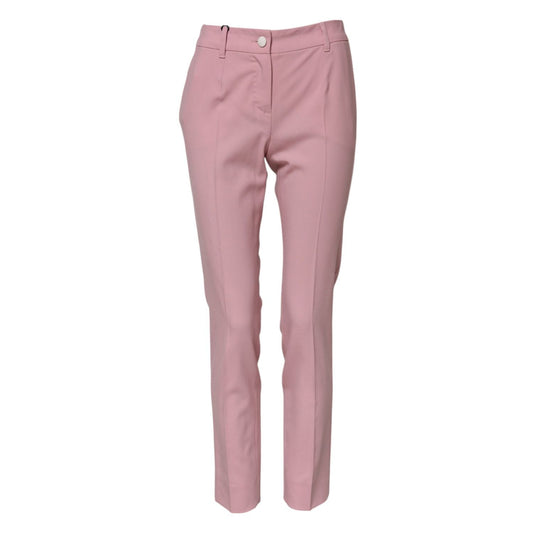 Dolce & Gabbana Pink Wool High Waist Tapered Pants Dolce & Gabbana