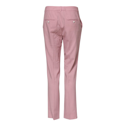 Dolce & Gabbana Pink Wool Mid Waist Tapered Pants