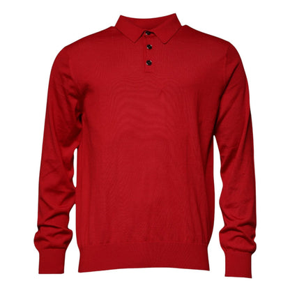 Dolce & Gabbana Red Cashmere Collared Pullover Sweater 1728,67345645728,Cashmere - Sweaters - Clothing,Clothing,Dolce & Gabbana,IT54 | XL,Material: 100% cashmere,Men,Men - Clothing,Preowned / Defect,Red,Sweaters - Clothing,Sweaters - Men - Clothing