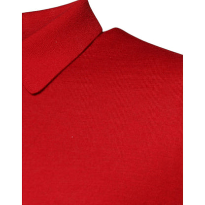 Dolce & Gabbana Red Cashmere Collared Pullover Sweater 1728,67345645728,Cashmere - Sweaters - Clothing,Clothing,Dolce & Gabbana,IT54 | XL,Material: 100% cashmere,Men,Men - Clothing,Preowned / Defect,Red,Sweaters - Clothing,Sweaters - Men - Clothing