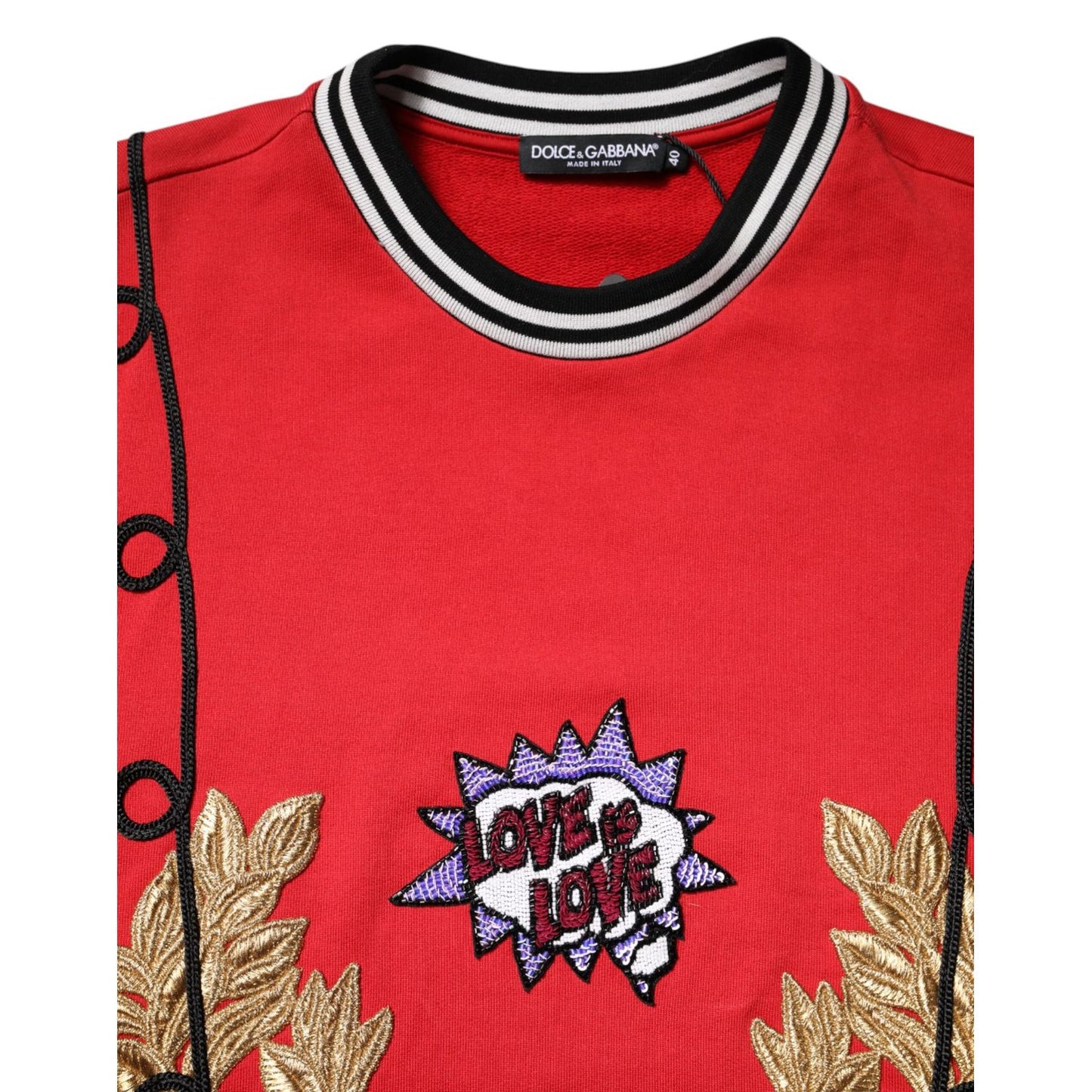 Dolce & Gabbana Red Cotton Queen Sequined Pullover Sweater Dolce & Gabbana