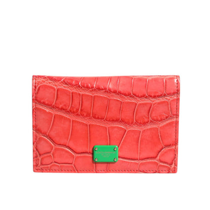 Dolce & Gabbana Red Exotic Leather Logo Plaque Card Holder Wallet Dolce & Gabbana