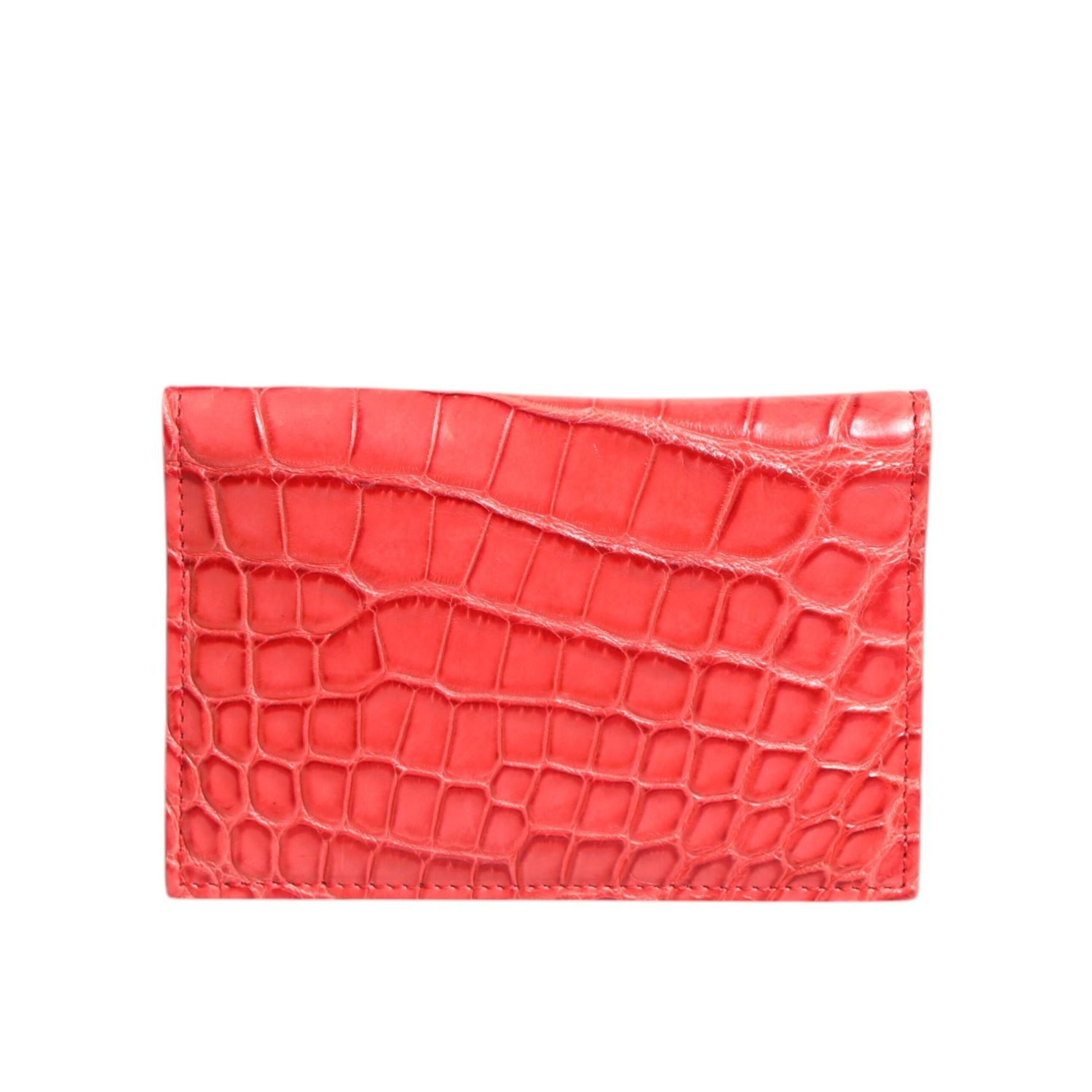 Dolce & Gabbana Red Exotic Leather Logo Plaque Card Holder Wallet