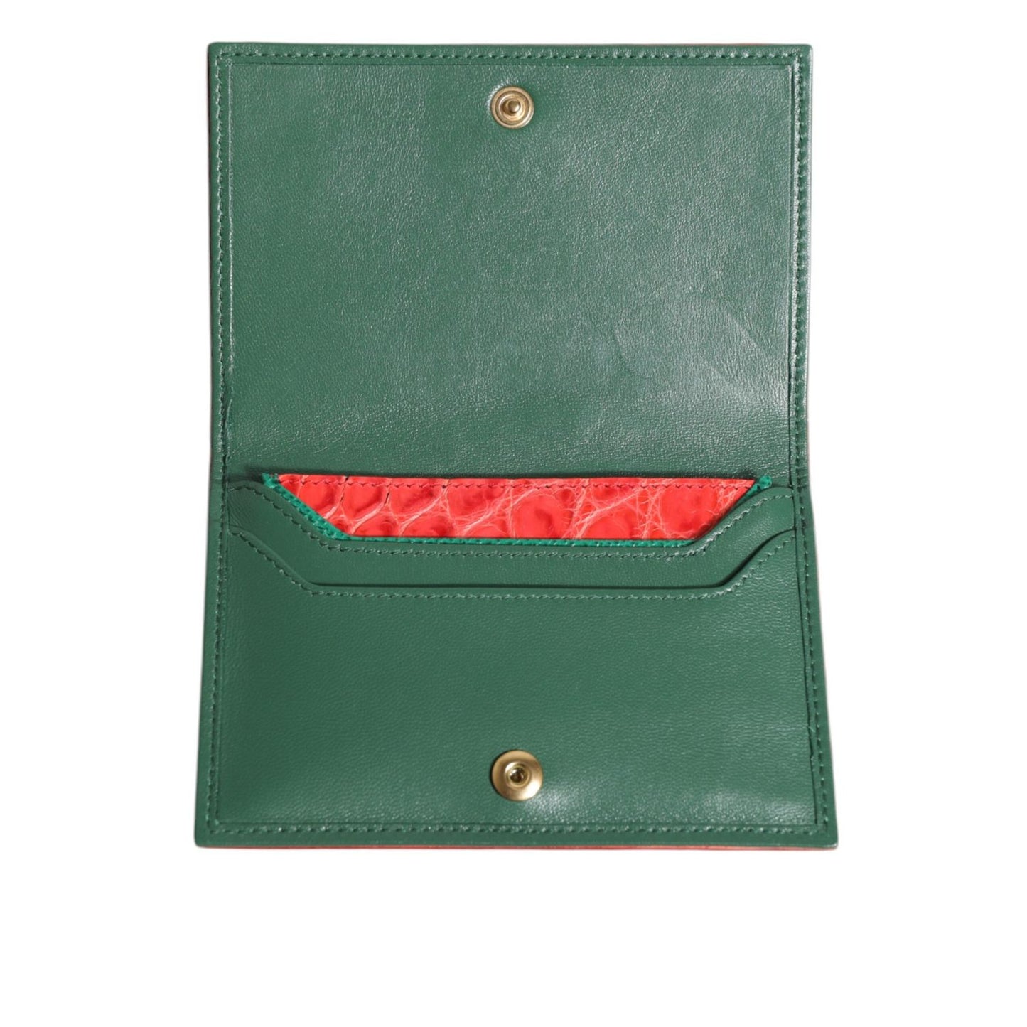 Dolce & Gabbana Red Exotic Leather Logo Plaque Card Holder Wallet Dolce & Gabbana