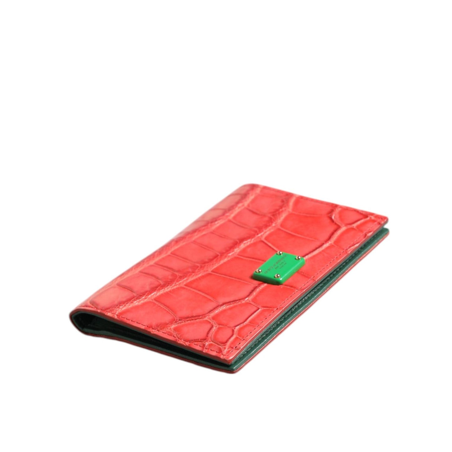 Dolce & Gabbana Red Exotic Leather Logo Plaque Card Holder Wallet Dolce & Gabbana