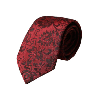 Dolce & Gabbana Red Floral Brocade Silk Adjustable Men Tie Dolce & Gabbana