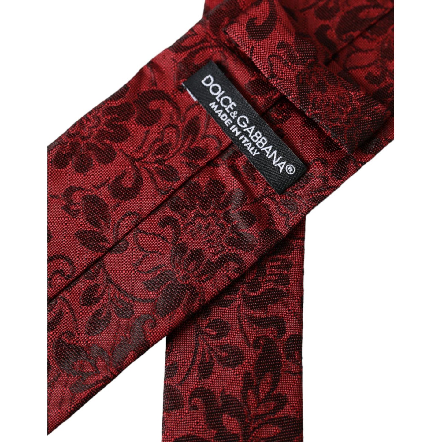 Dolce & Gabbana Red Floral Brocade Silk Adjustable Men Tie Dolce & Gabbana