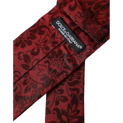 Dolce & Gabbana Red Floral Brocade Silk Adjustable Men Tie Dolce & Gabbana
